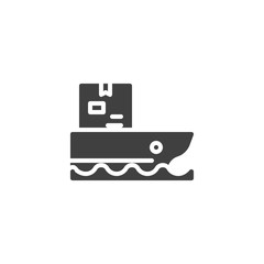 Cargo ship delivery vector icon. filled flat sign for mobile concept and web design. Logistics vessel shipping glyph icon. Symbol, logo illustration. Vector graphics