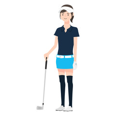 ゴルフクラブを持っている女性のイラスト。