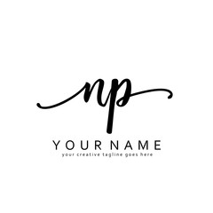 Handwriting N P NP initial logo template vector