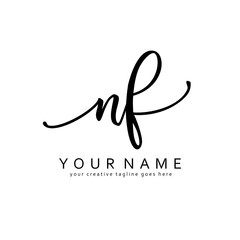 Handwriting N F NF initial logo template vector