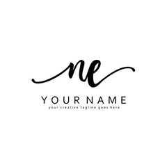 Handwriting N E NE initial logo template vector