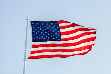 Fototapeta premium 4th of July - Independence day. American flag blown in the wind USA flag