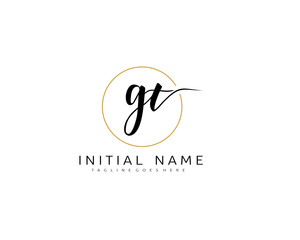 G T GT Initial handwriting logo vector. Hand lettering for designs.