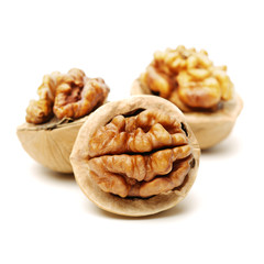 walnuts on a white background