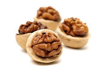 walnuts on a white background