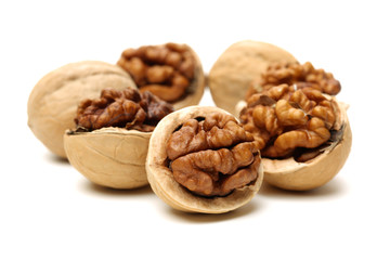 walnuts on a white background