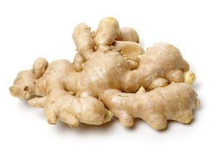 fresh ginger on white background 