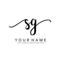 Handwriting S G SG initial logo template vector