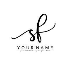 Handwriting S F SF initial logo template vector