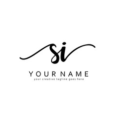 Handwriting S I SI initial logo template vector