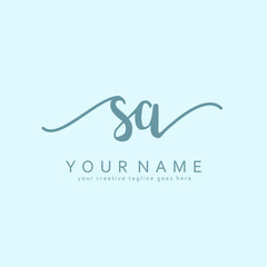 Handwriting S A SA initial logo template vector