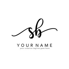 Handwriting S B SB initial logo template vector