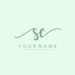 Handwriting S C SC initial logo template vector