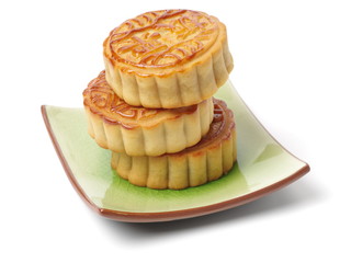 Mid-Autumn Festival moon cake on white background