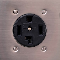 Square frame Close up detail of a washing machine plug socket