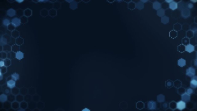 Hexagon geometric loop animation. Futuristic background. Honeycomb. Hexagonal digital element. Technology polygonal design.