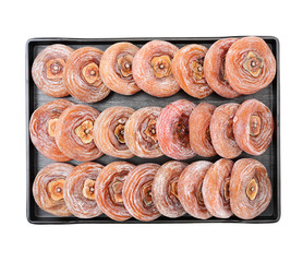 dried persimmon on white background 