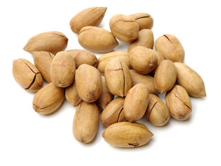 Pecan nuts on white background