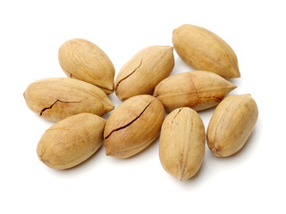 Pecan nuts on white background