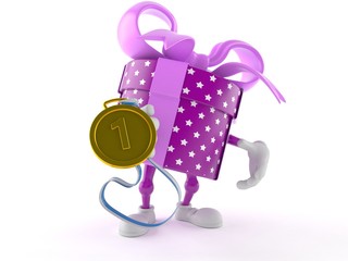 Gift character with golden medal