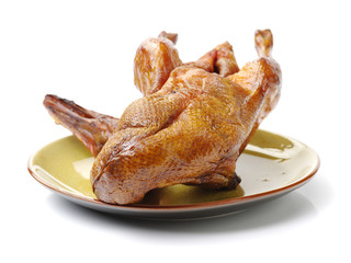 Peking Duck, China's most famous dish on white background