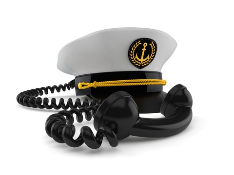 Captain's hat with telephone handset