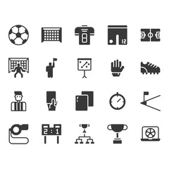 Football or soccer equipments icon and symbol set