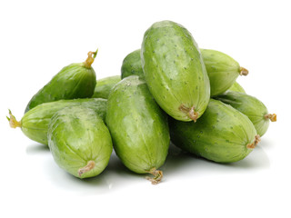 Green cucumber on the white background