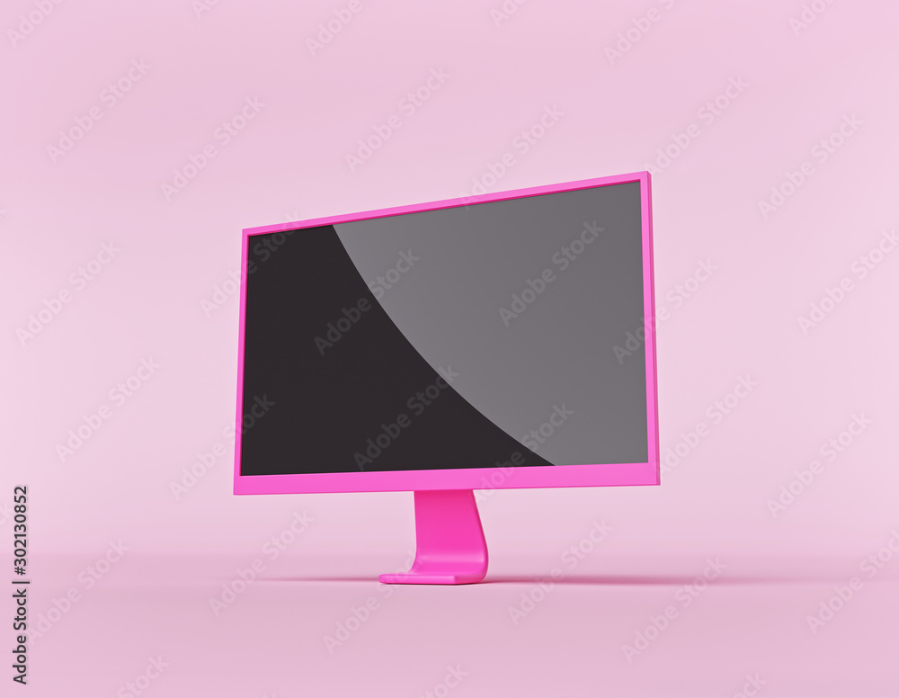 Poster minimal computer monitor screen isolated on pastel background. 3d rendering