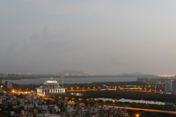 View of Navi mumbai city from Parsik Hill,Belapur,Navi Mumbai,Maharashtra,India