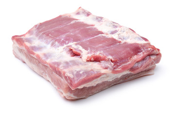 Pork belly on white background