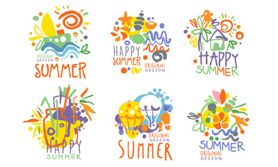 Fototapeta na wymiar Minimalistic summer pictures with lettering. Vector illustration.