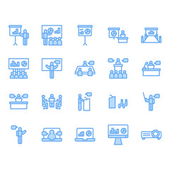 Presentation and meeting related icon and symbol set