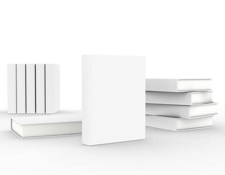 template empty book mockup set white background , 3d rendering	
