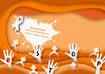 Fototapeta premium International Day for the Elimination of Violence Against Women poster campaign in vector design and paper cut layer style.