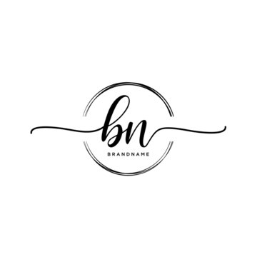 BN Initial handwriting logo with circle template vector.
