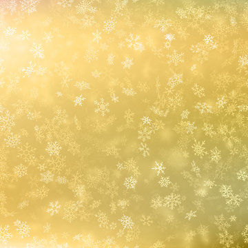 Shiny gold snowflakes background template. EPS 10