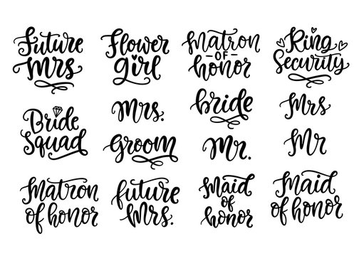 Wedding lettering set, modern calligraphy decoration elements collection