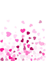 Hearts confetti flying vector background graphic design.