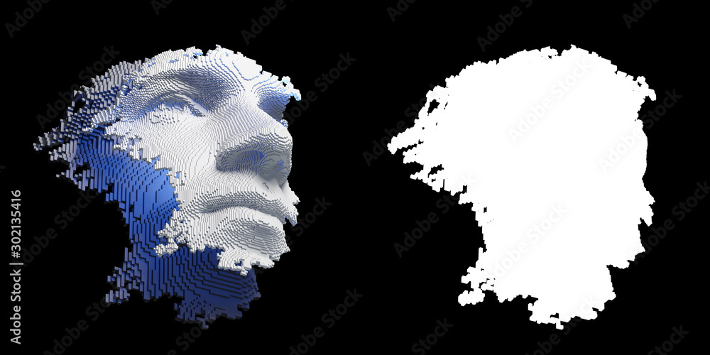 Wall mural abstract digital human face. artificial intelligence concept of big data or cyber security. 3d illus