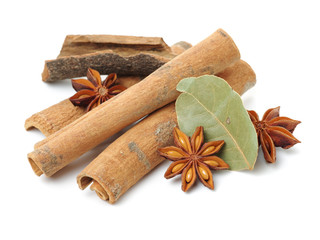 Various seasonings on white ba