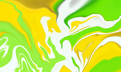 Yellow, green and white abstract liquid fluid marble texture	