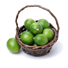 Fresh limes on white background