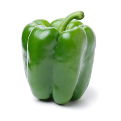 fresh green bell pepper (capsicum) on a white background