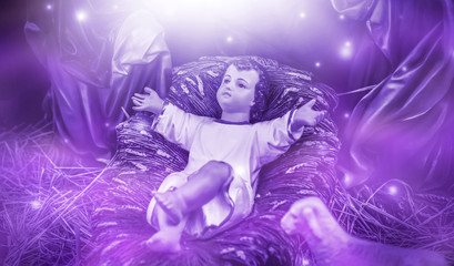 Obraz na płótnie Canvas A Christmas nativity scene, with baby Jesus