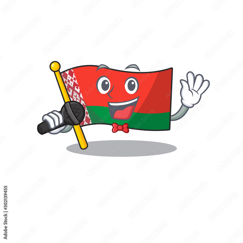 Sticker flag belarus isolated with the singing cartoon