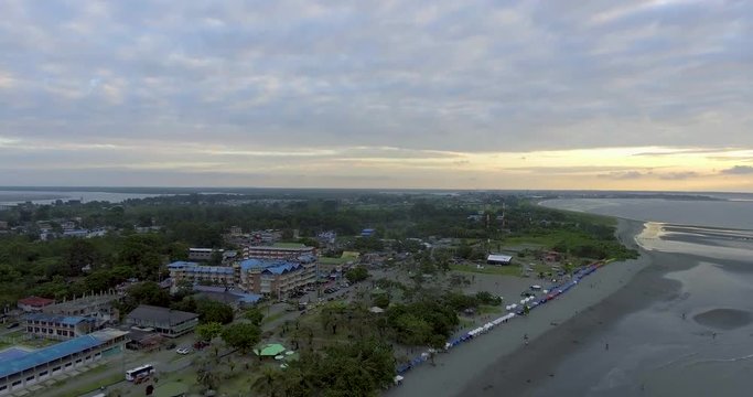 Panoramic View of the Island and the Beach, Close to the City. 
