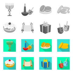 Isolated object of celebration and tradition icon. Set of celebration and hebrew stock symbol for web.