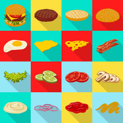 Vector illustration of burger and sandwich symbol. Collection of burger and slice vector icon for stock.
