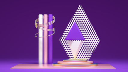 Elegant minimalism geometry background. 3d illustration, 3d rendering.